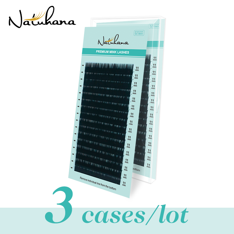 Eyelash Extension Korea Natural - NATUHANA 3 estuches/lote de extensiones de