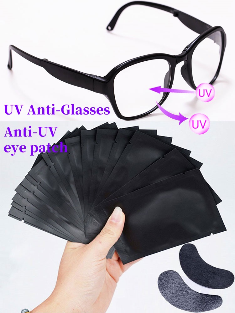 Eyelash Extension With Glasses - 50 pares de parches negros con