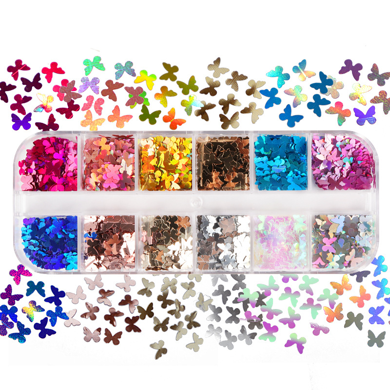 Eyelash Extension Equipment - Mariposa fluorescente de colores mezclados, accesorios