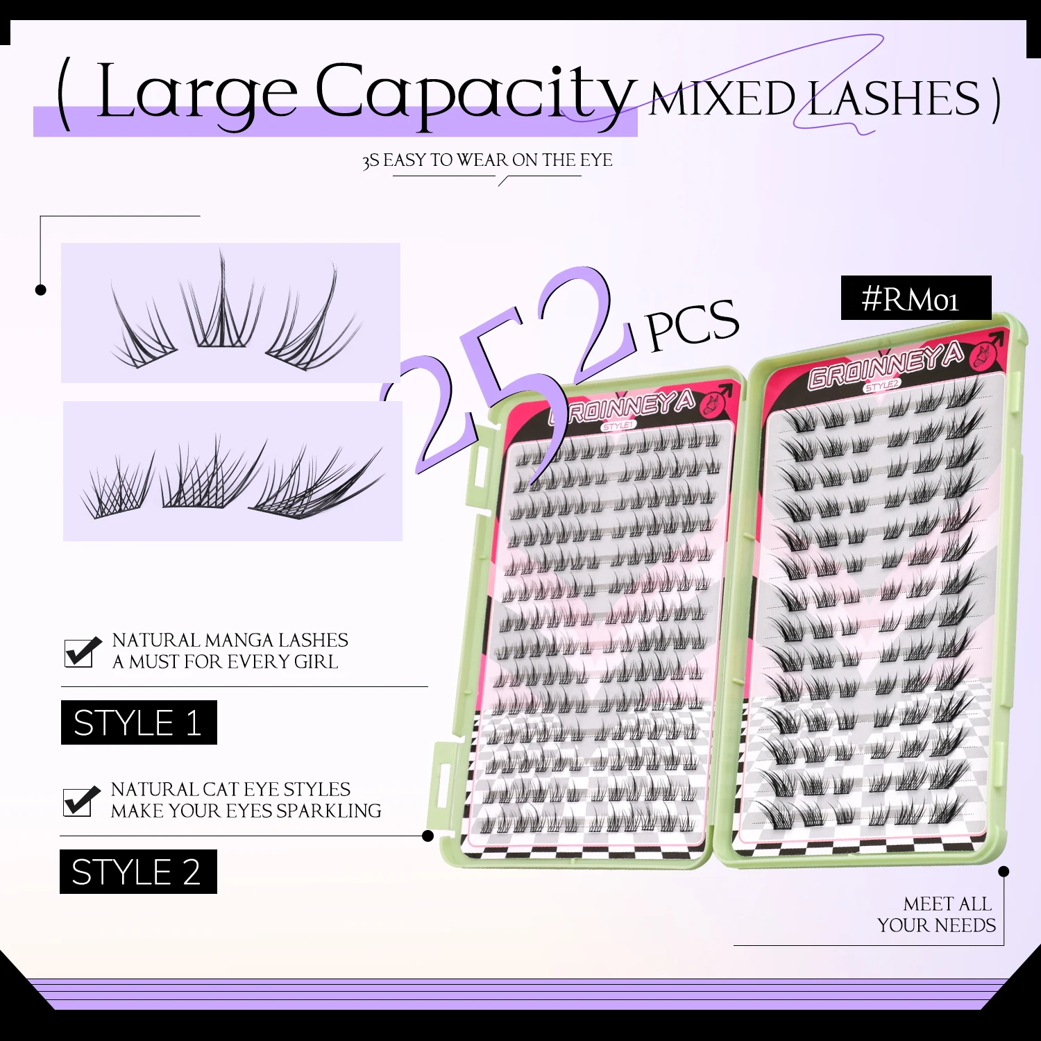 Grupos de pestañas GROINNEYA,  - Individual Lash Tray reseña y precio